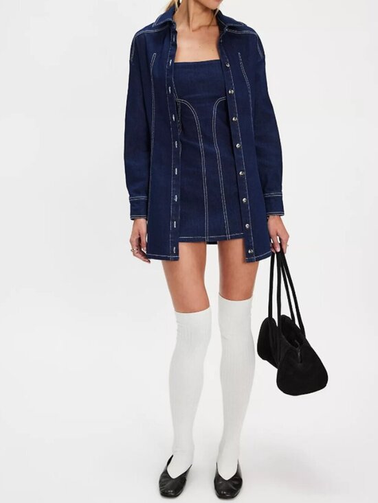 Free People Dresses & Skirts - NWT Free People Alexa Mini Dress Set in Denim Dark
